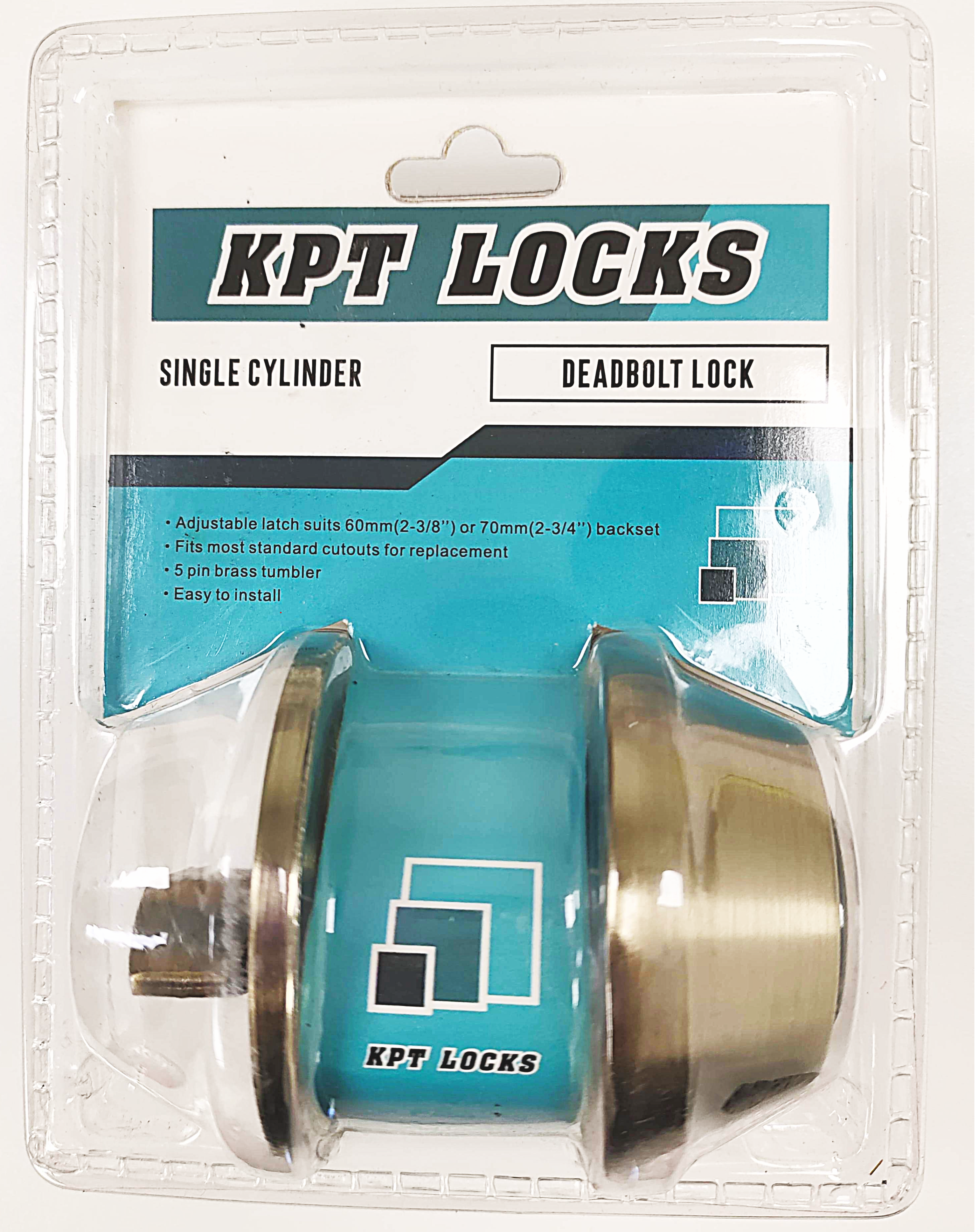 (KPT)SINGLE DEADBOLT LOCK PEWTER