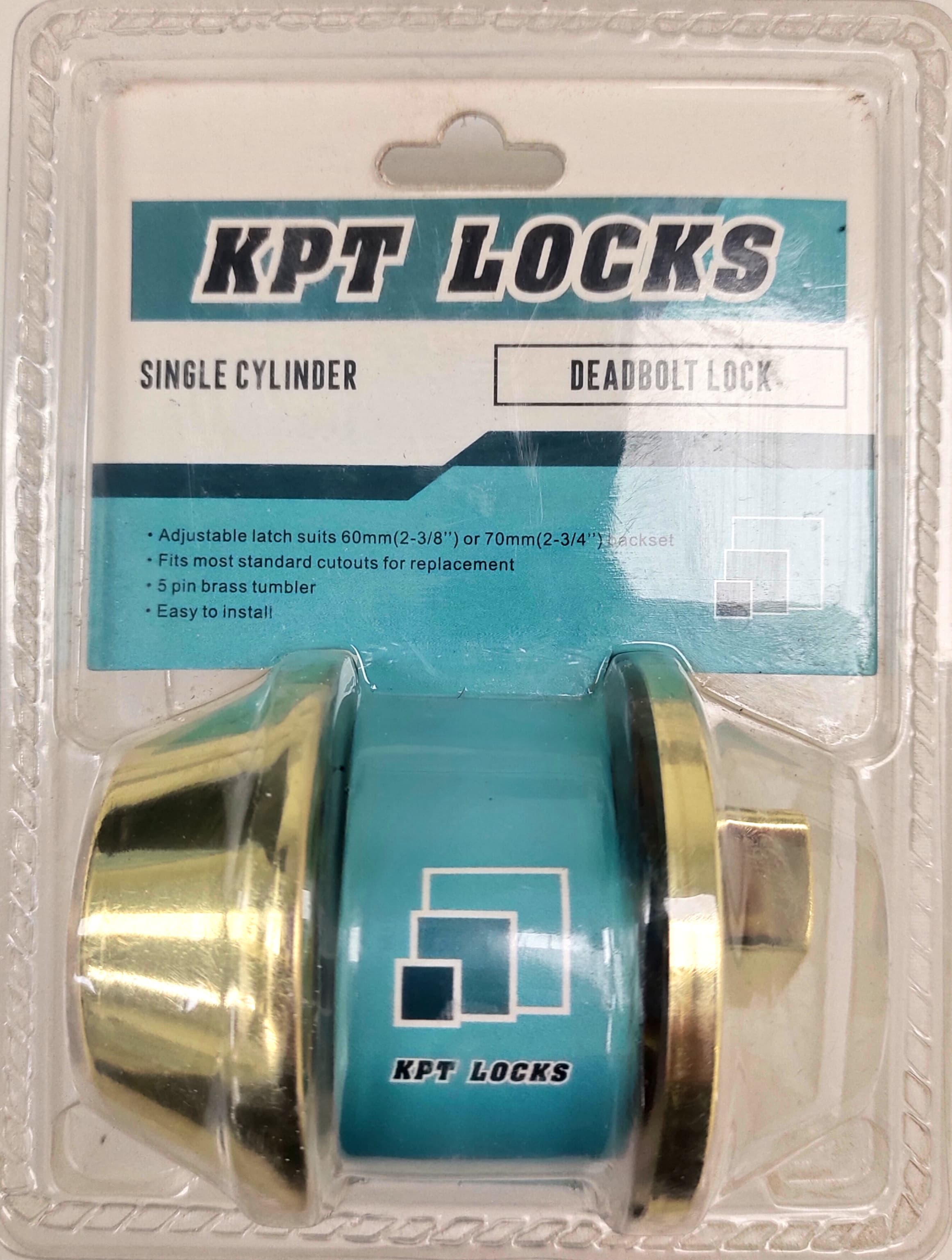 (KPT) SINGLE DEADBOLT LOCK GOLD