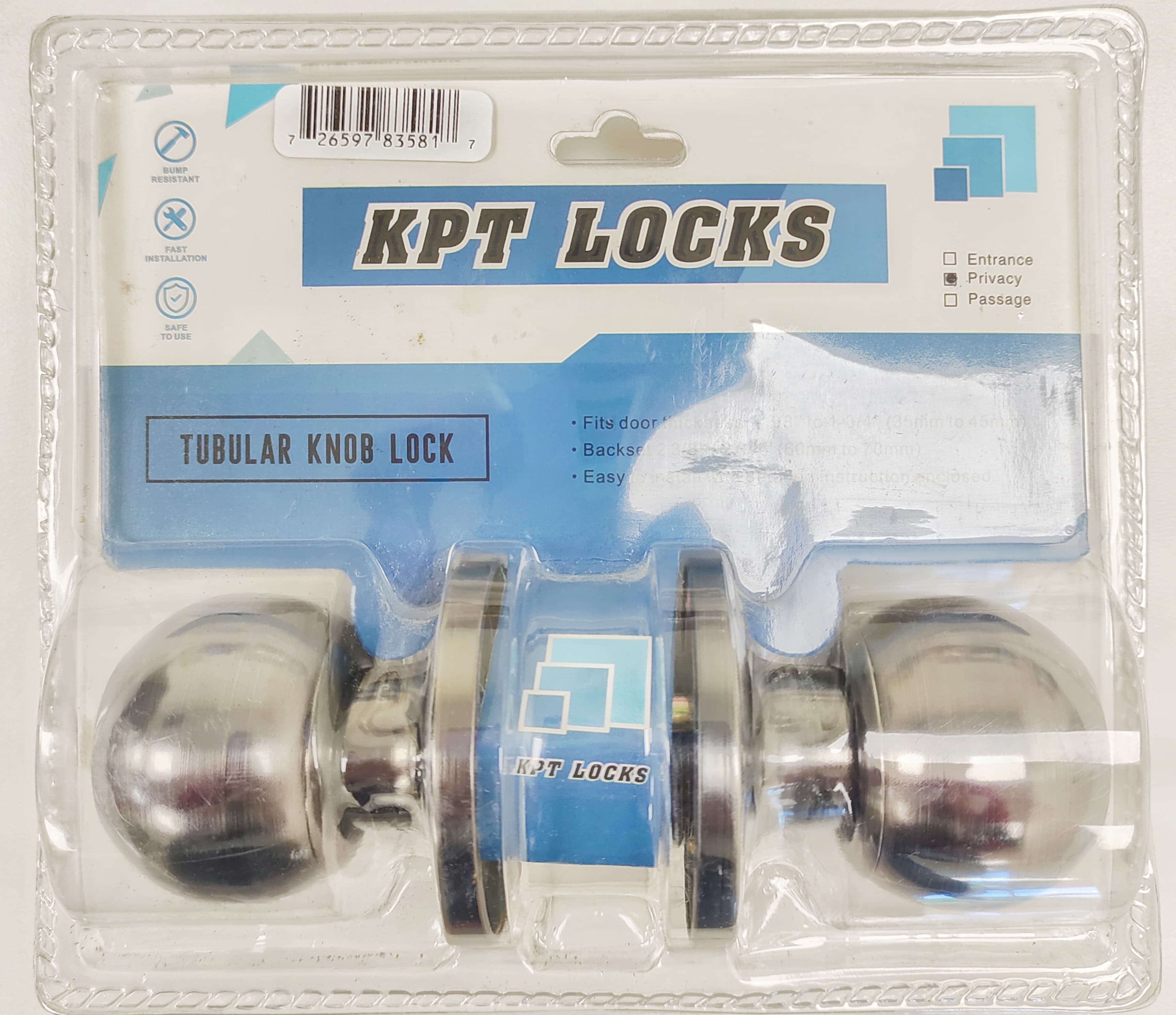 KPT KNOB LOCK PRIVACY PEWTER