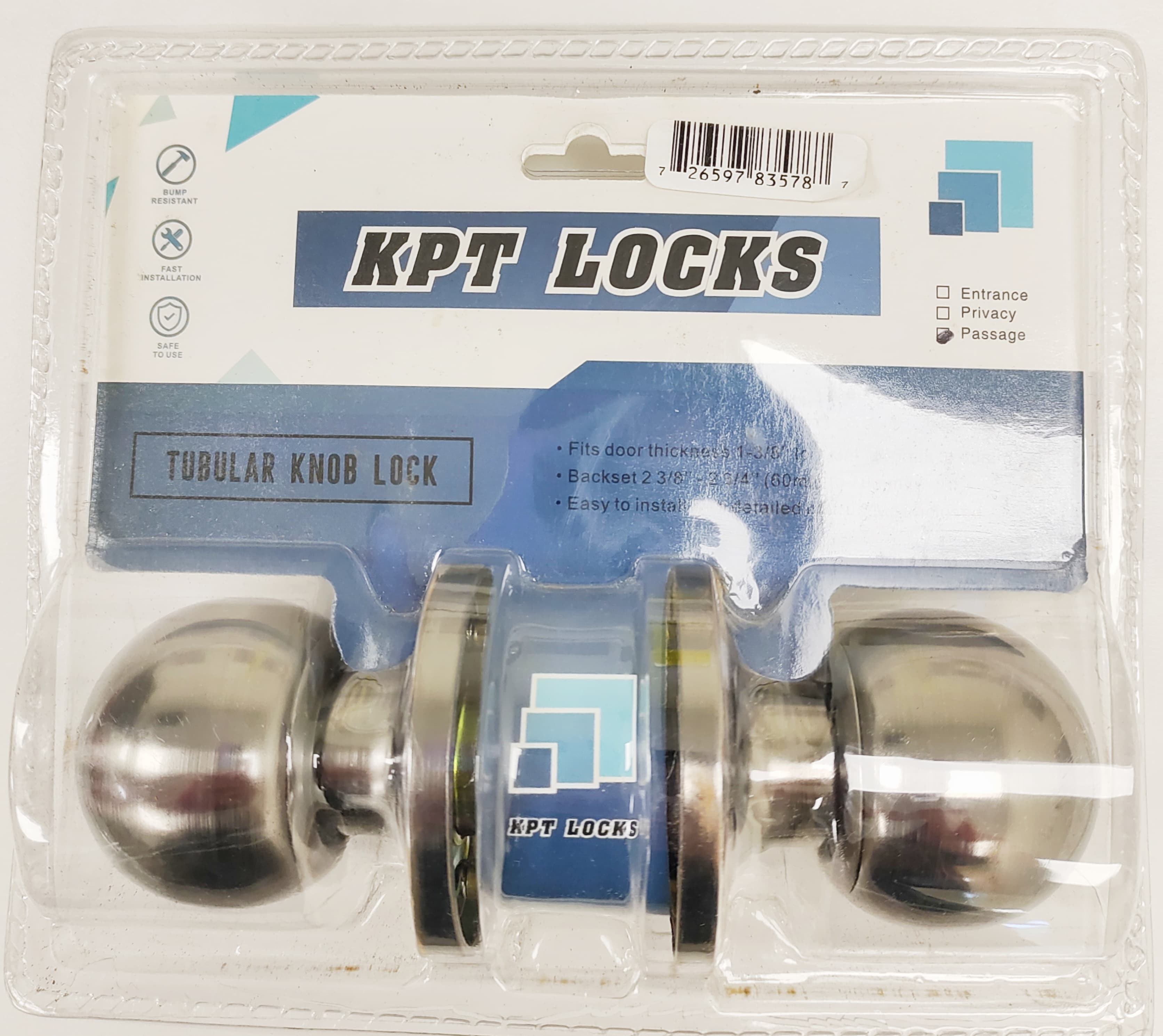 KPT KNOB LOCK PASSAGE PEWTER