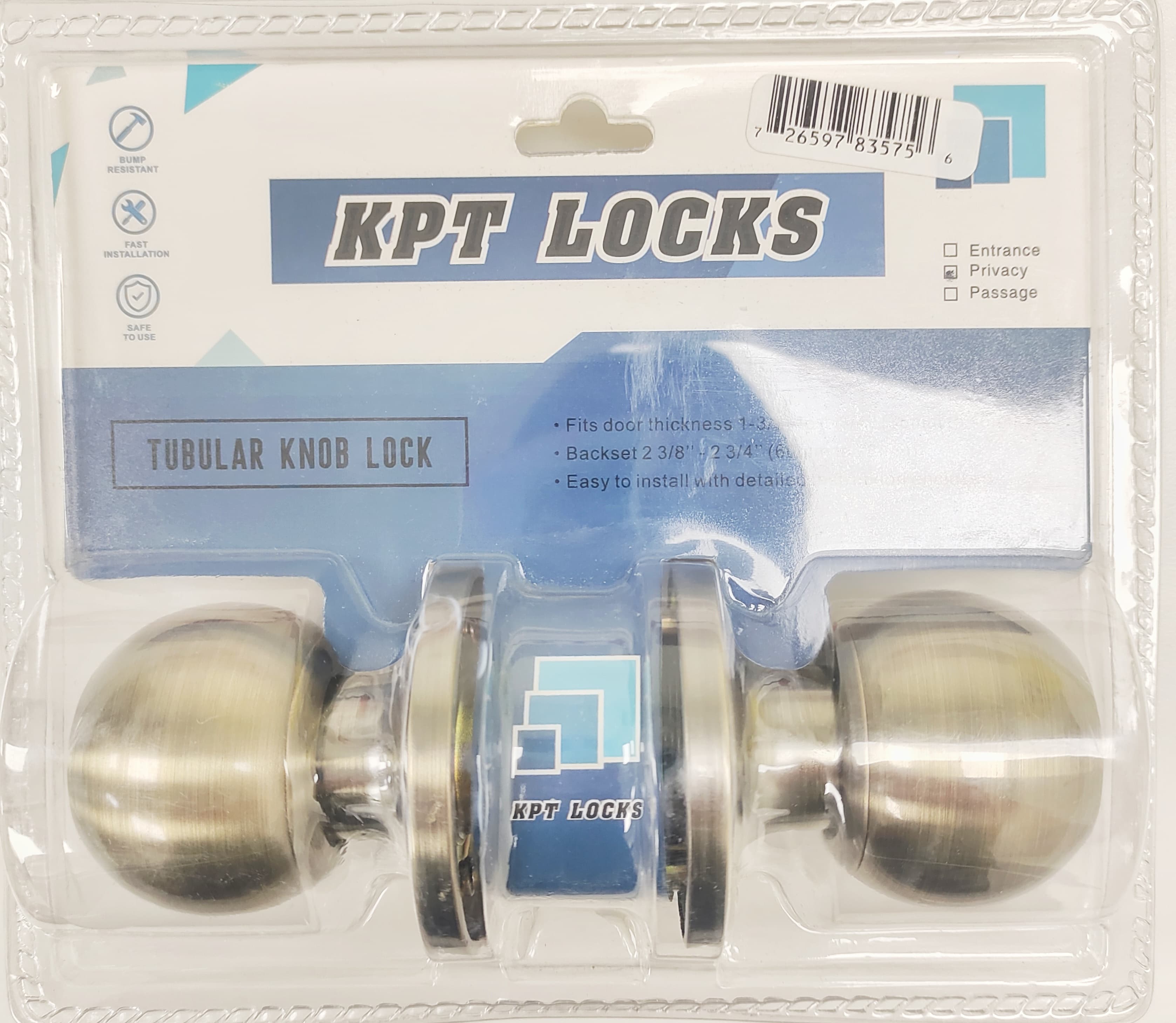 KPT KNOB LOCK ENTRY PEWTER