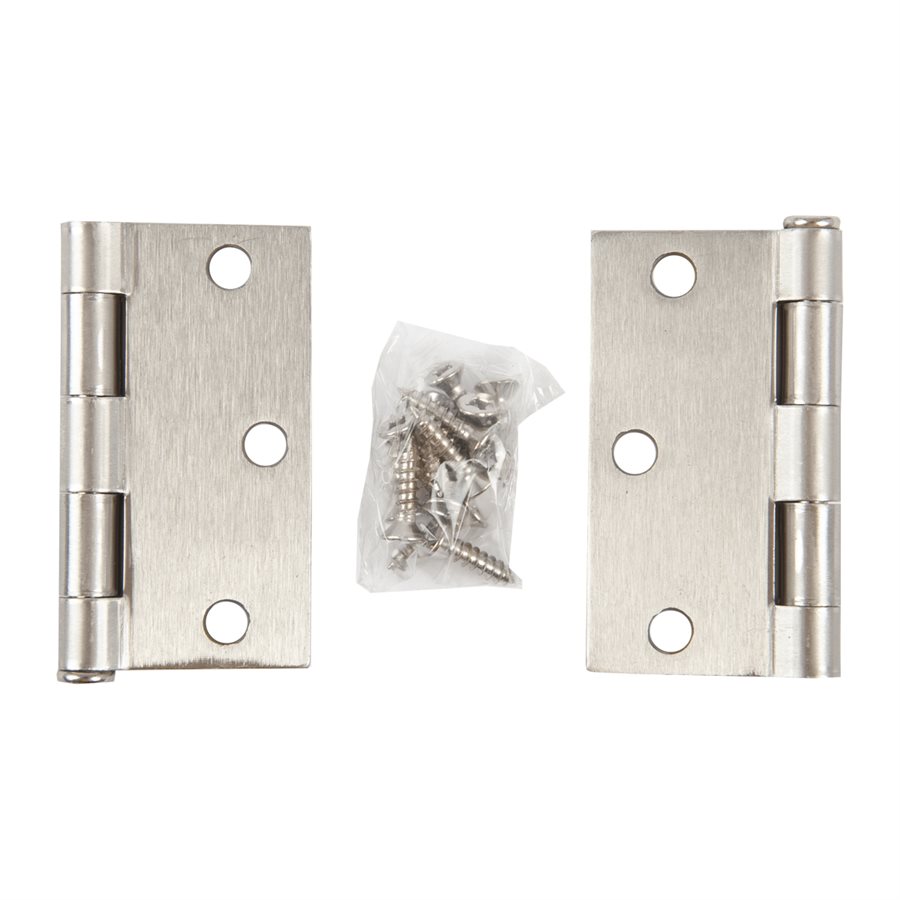 2PC HINGE 3X3X2MM SATIN NICKEL