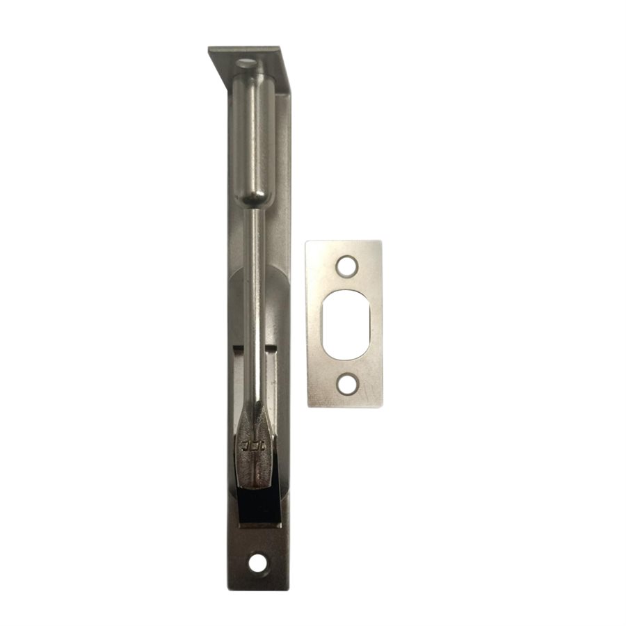 DOOR FLUSH BOLT 6X3/4 SATIN NIKL