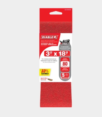 SANDING BELTS 3"X18" 80GRIT 5PC