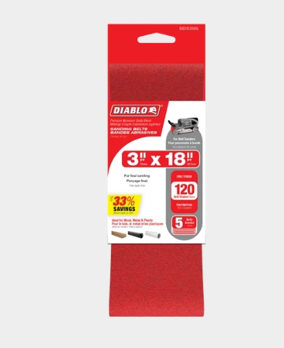 SANDING BELTS 3"X18" 120GRIT 5PC