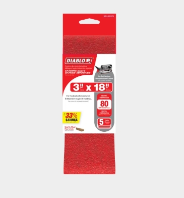 SANDING BELT 3"X21"80GRIT 5PC