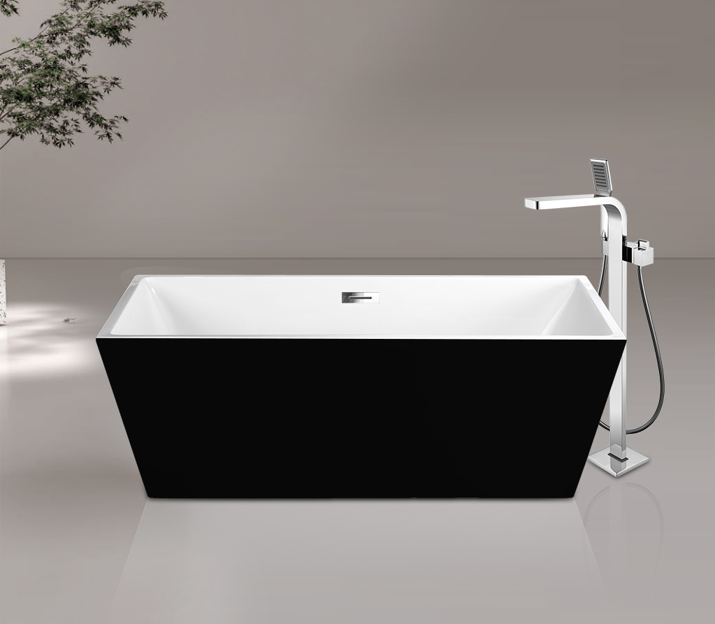 FREESTANDING BLACK TUB 66X32