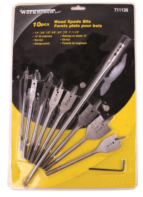 10PC DRILL BIT WOOD BORING 12IN