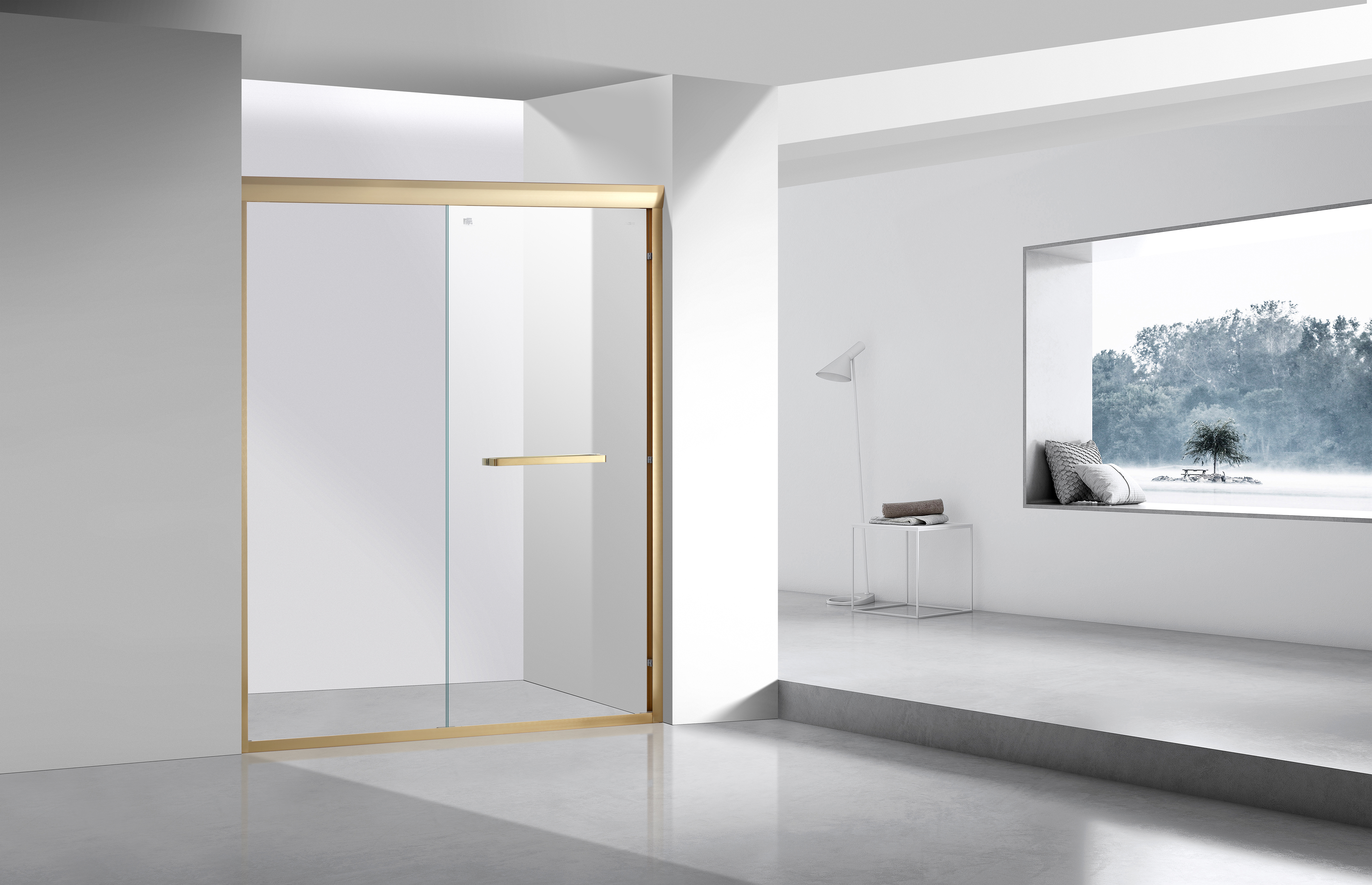 KPT Framed Shower Door � 60x60" Gold