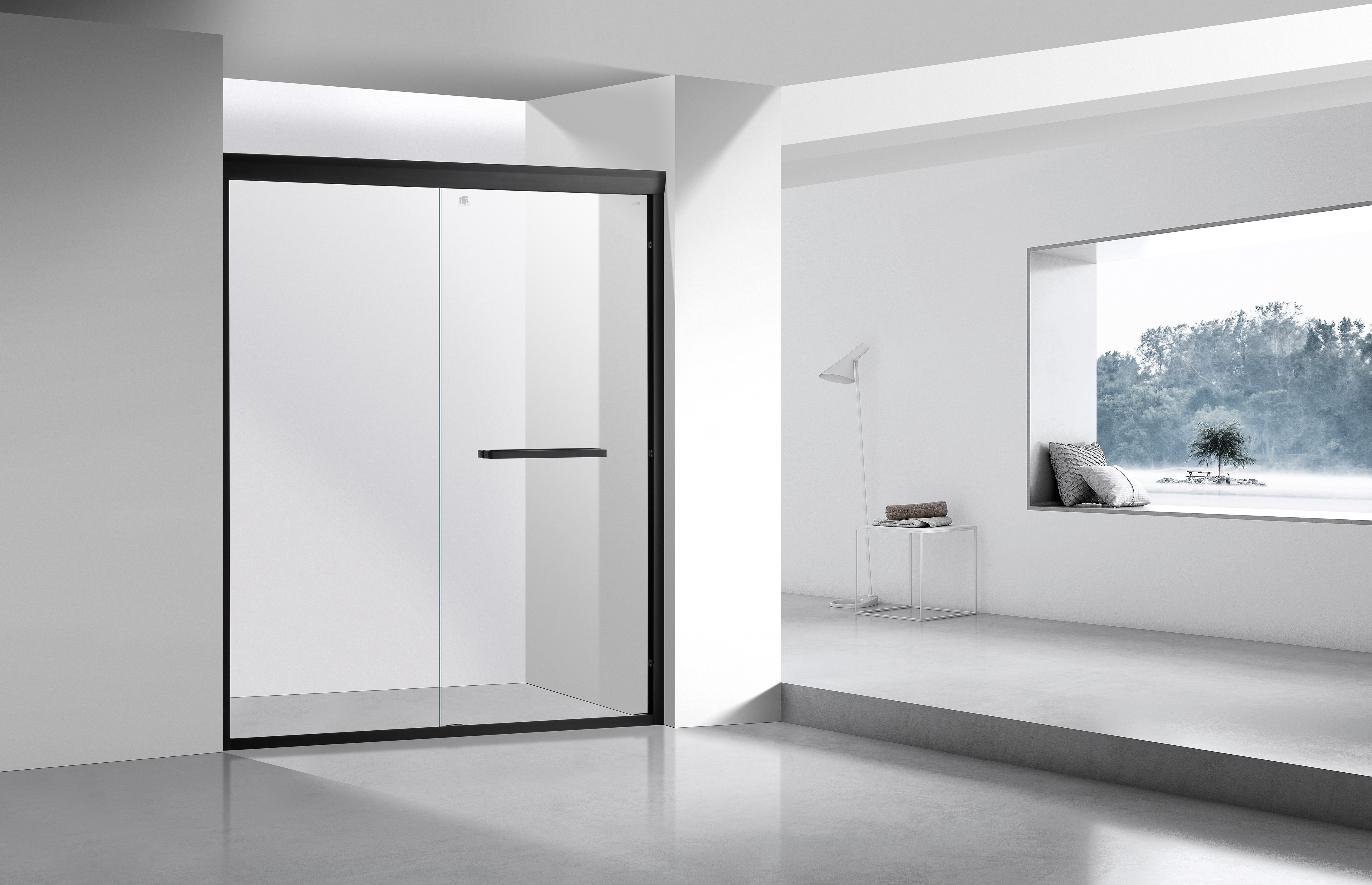 KPT Framed Shower Door � 60x60" Black