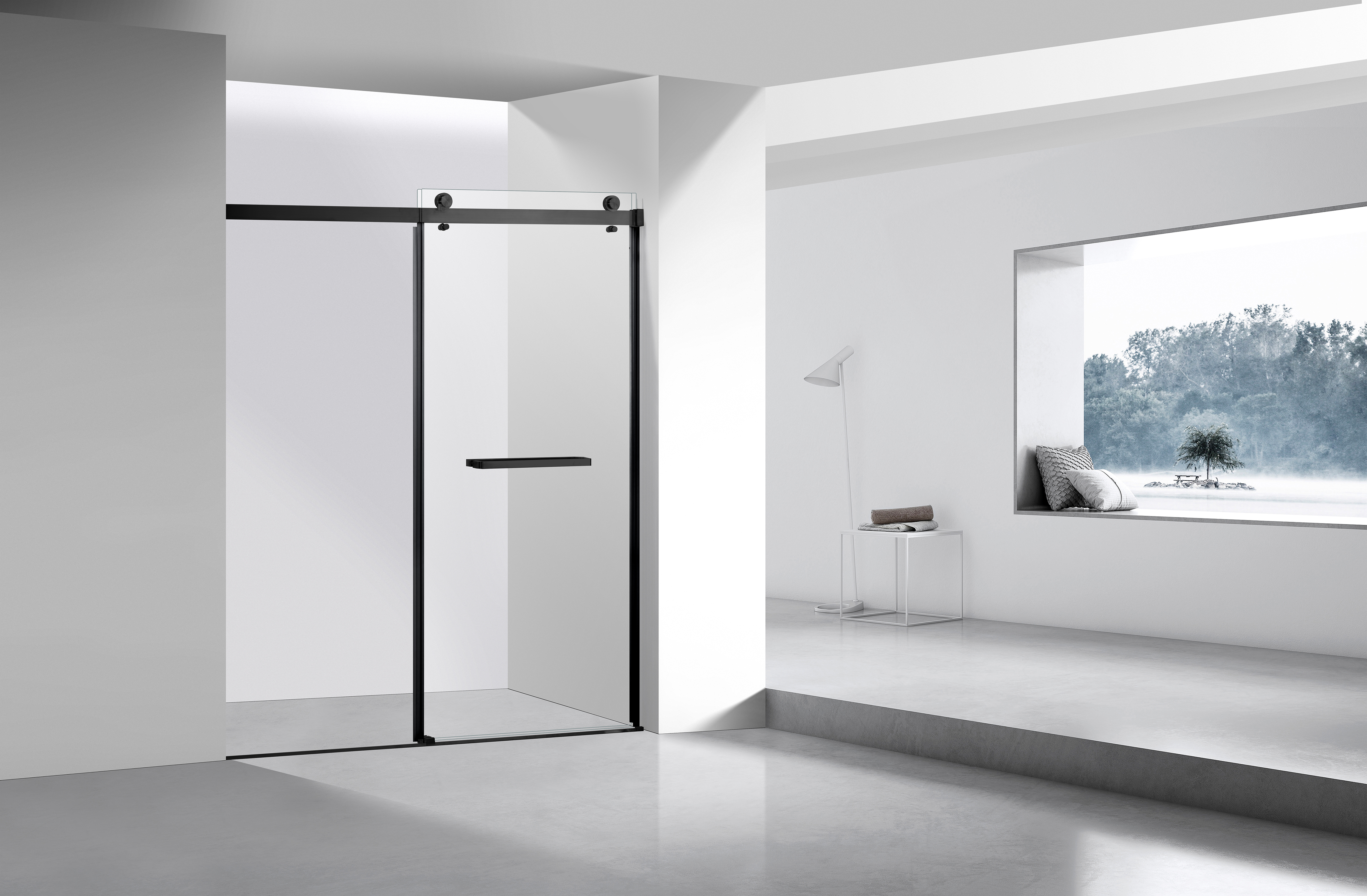 KPT Shower Door Frameless � 48x72" Black