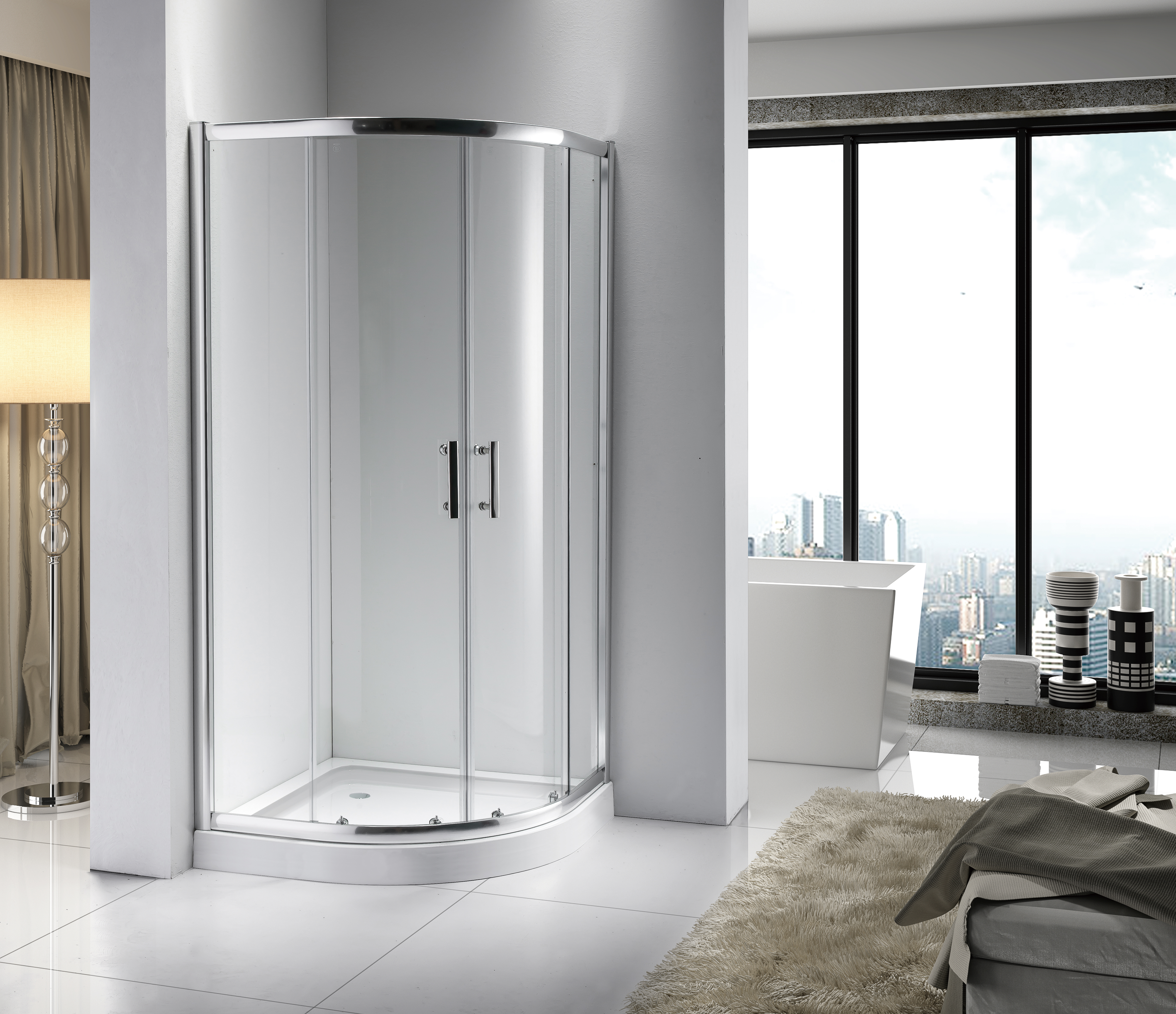 KPT Round Shower Door + Base  32x32x72"