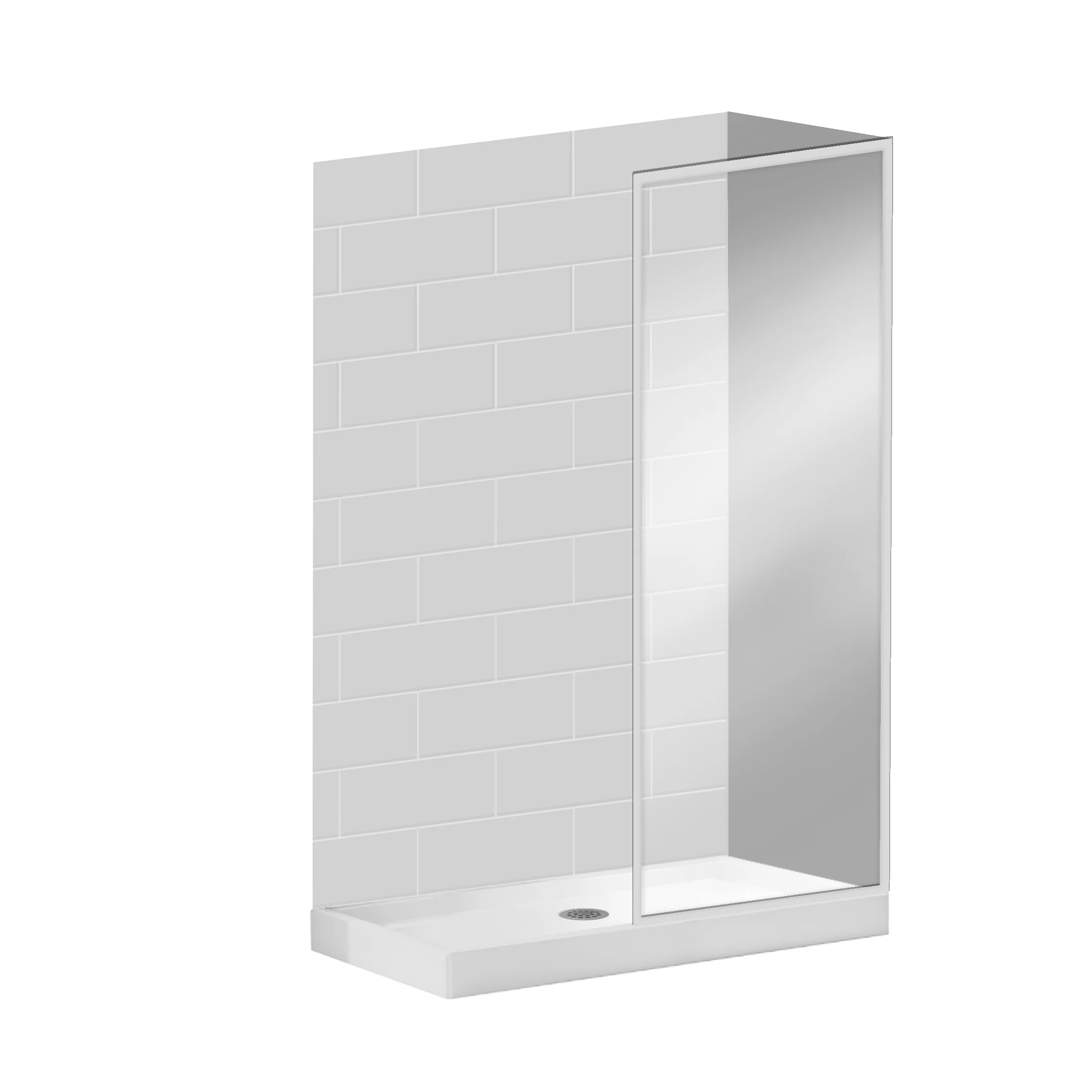 KPT Fixed Glass Shower Door 32x71" Chrome