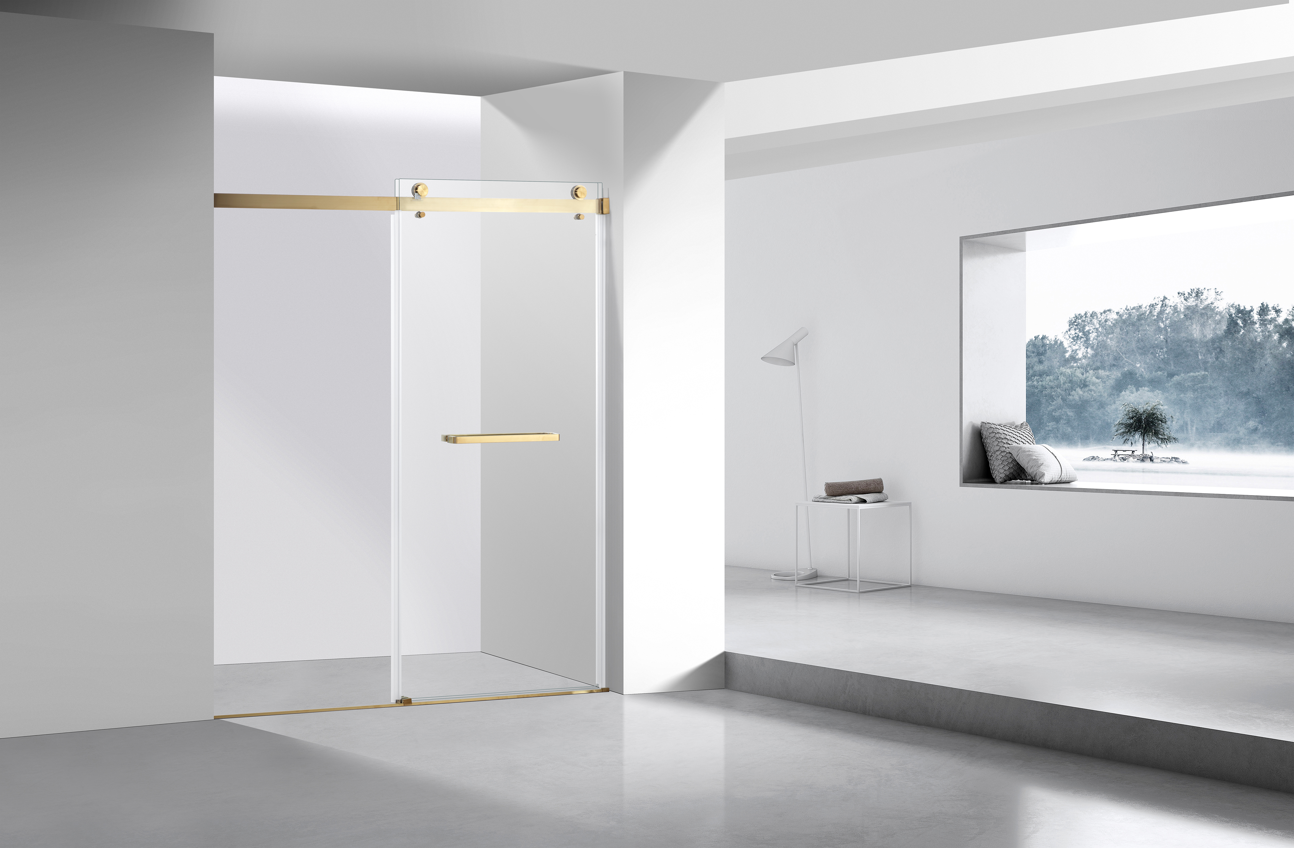 KPT Shower Door Frameless � 60x77" Gold