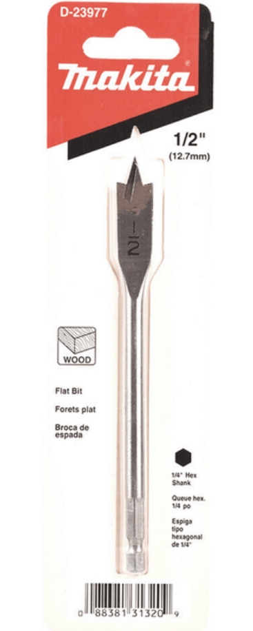 1/2" X 6" SPADE BIT 1/4" HEX