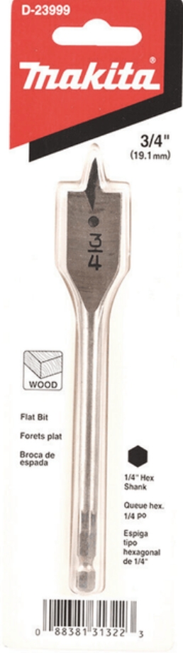 3/4" X 6" SPADE BIT 1/4" HEX