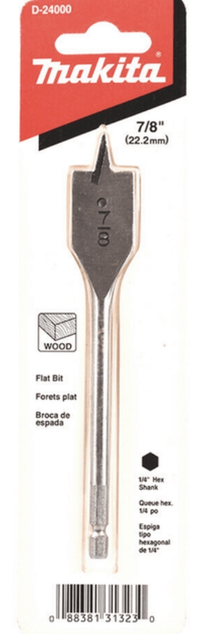 7/8" X 6" SPADE BIT 1/4" HEX