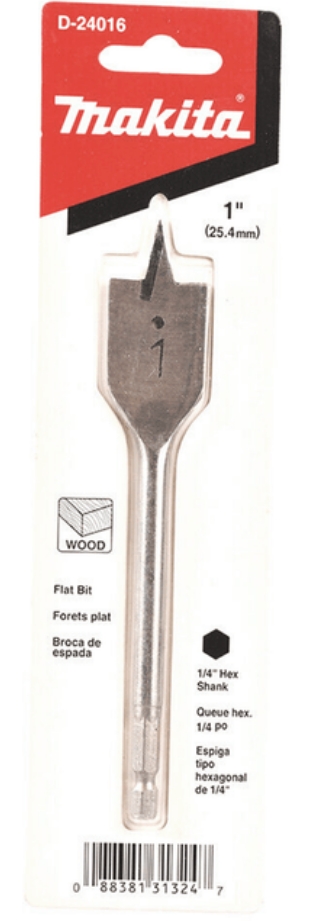 1" X 6" SPADE BIT 1/4" HEX