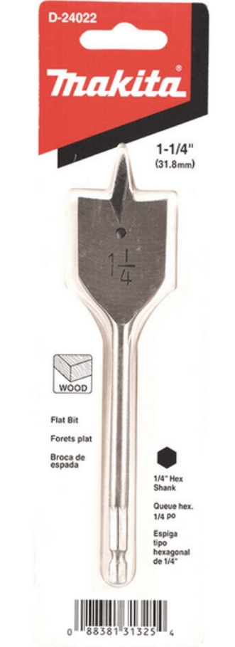 1-1/4" X 6" SPADE BIT 1/4" HEX