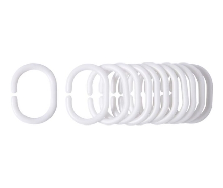 KPT Curtain Rod Hooks � White 12 Pieces
