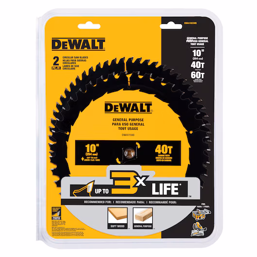 Dewalt 3X General Purpose Blade � 10" x 40T (Pack of 2)