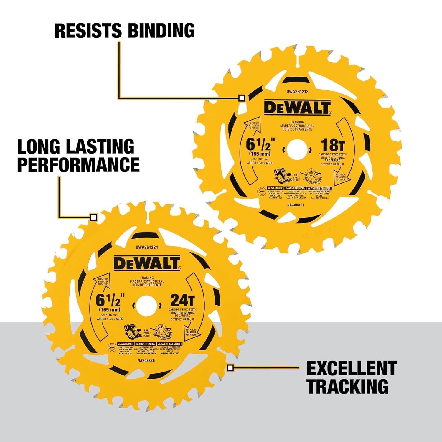 Dewalt Saw Blades � 6-1/2" x 18T & 24T