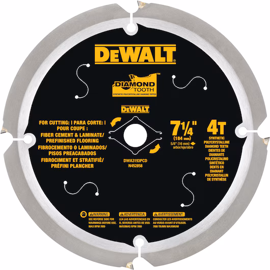 Dewalt Fiber Cement Blade � 7-1/4" x 4T