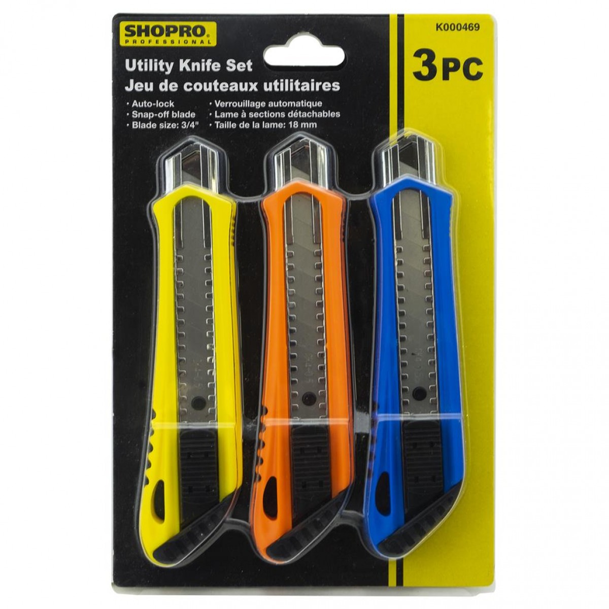 Shopro Utility Knife Set � 3 Pc