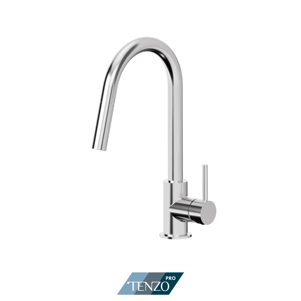 Tenzo Single Handle Pull-Out Spray Kitchen Faucet - Chrome