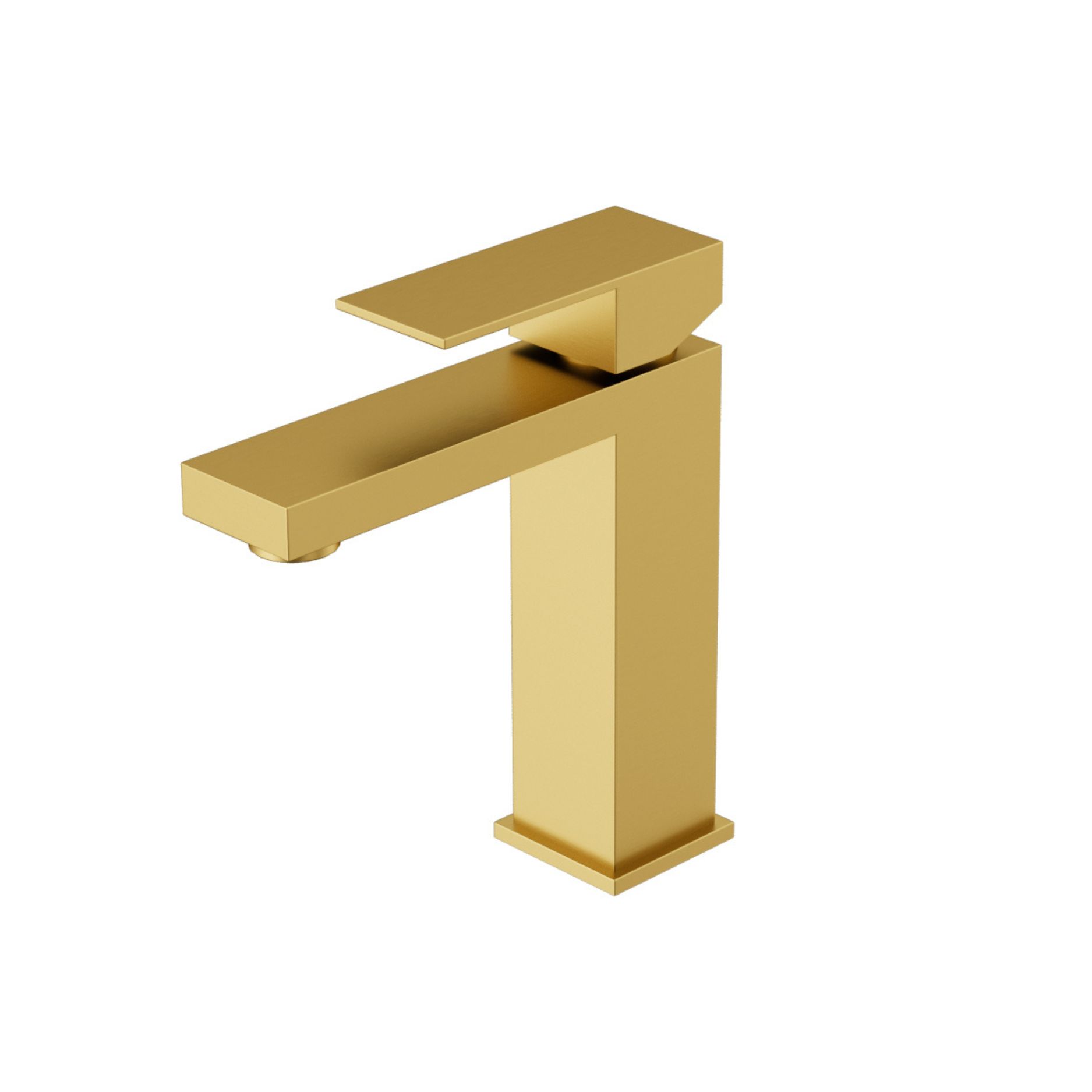 KPT Single Handle Square Vanity Faucet - Brushed Gold