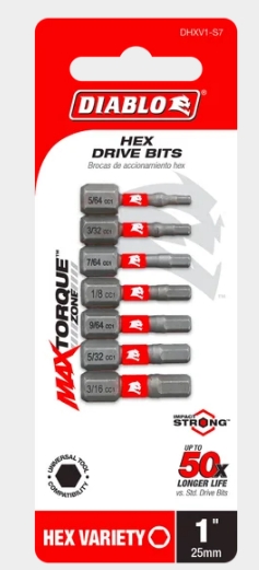 1 IN.HEX DRIVE BIT ASSORTED PACK