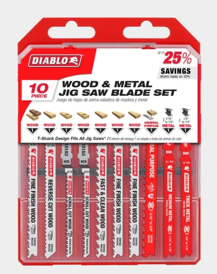 10PCJIGSAWBLAD  FOR WOOD & METAL