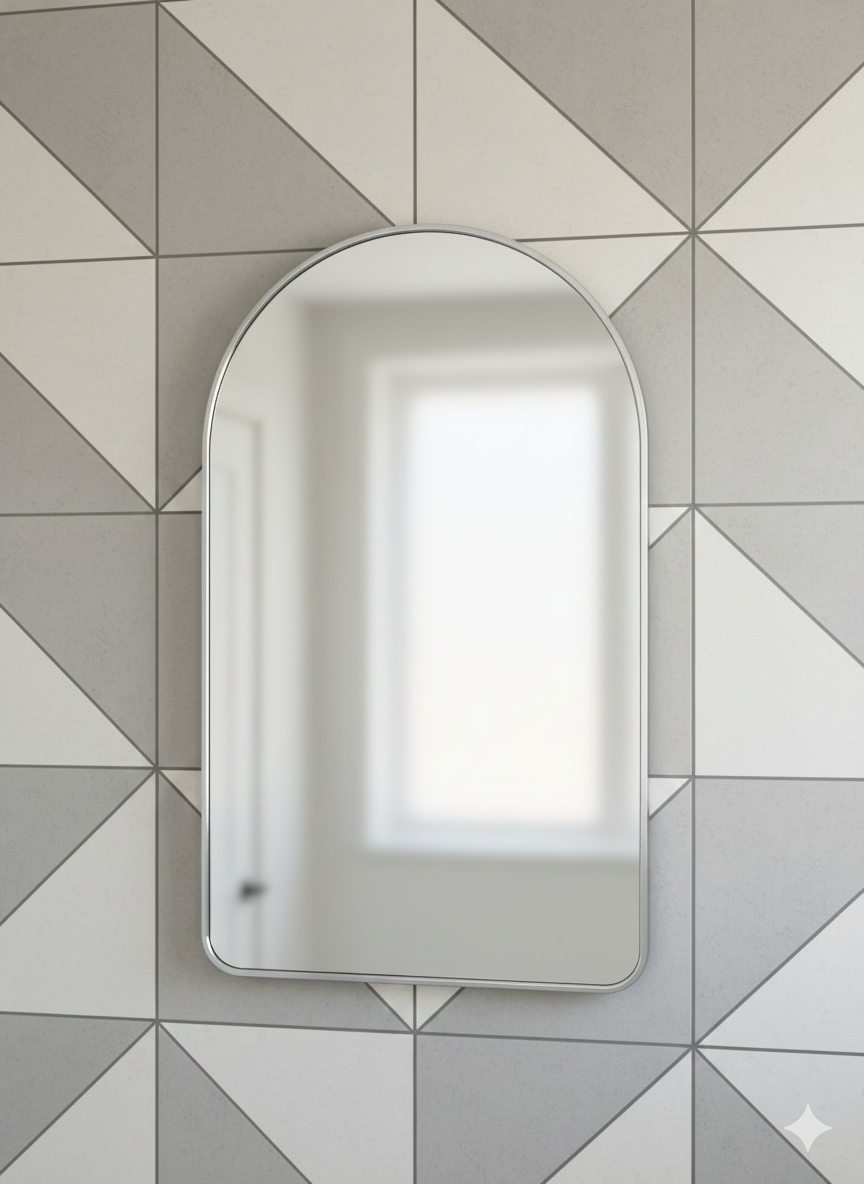 KPT Arch Vanity Mirror � Silver Frame (24" x 36")