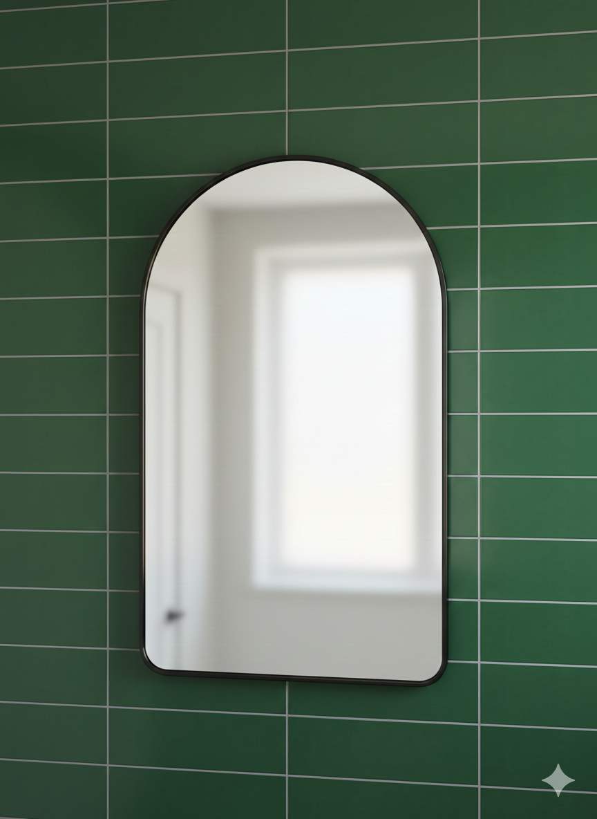 KPT Arch Vanity Mirror � Black Frame (24" x 36")