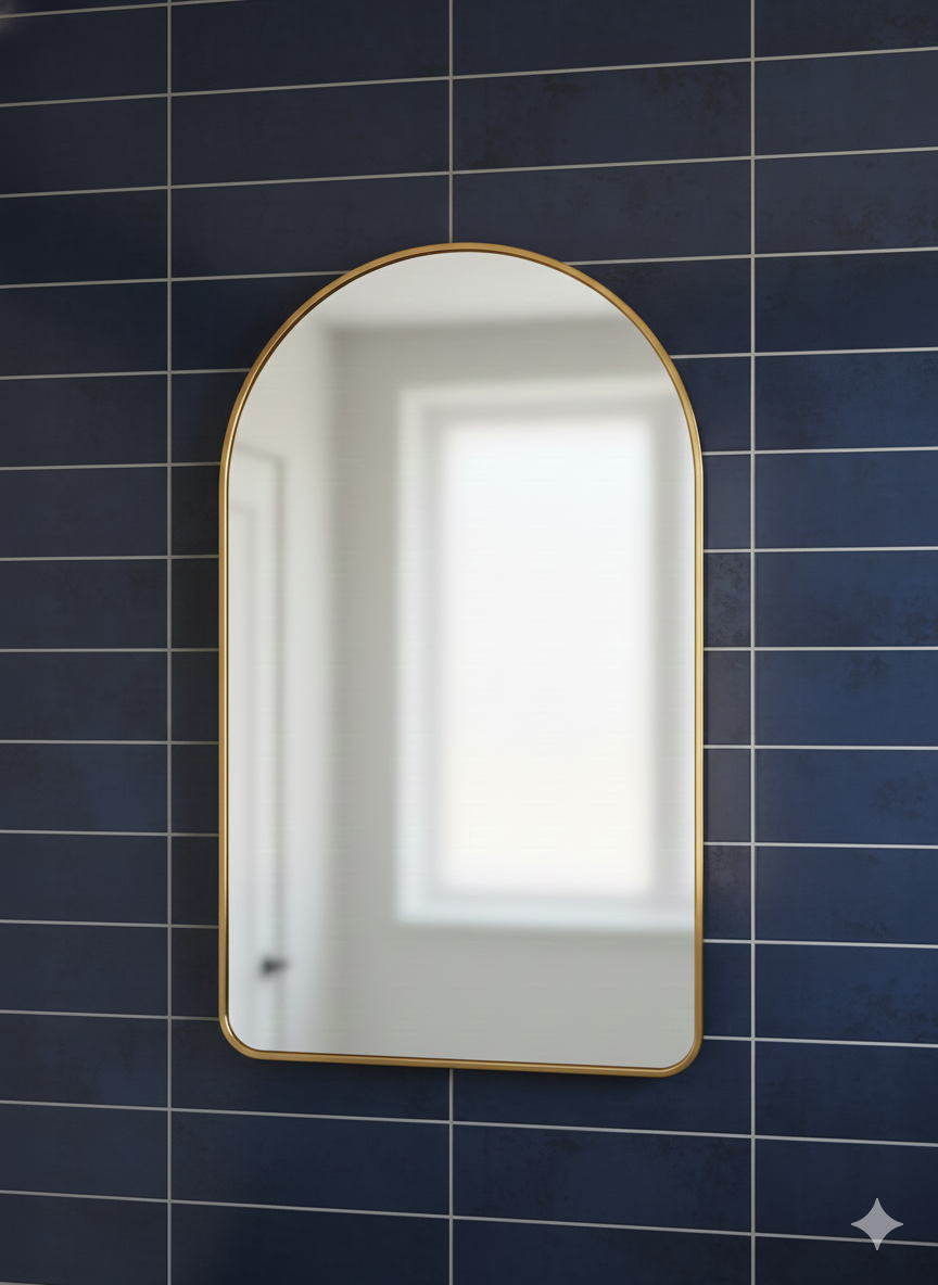 KPT Arch Vanity Mirror � Gold Frame (24" x 30")