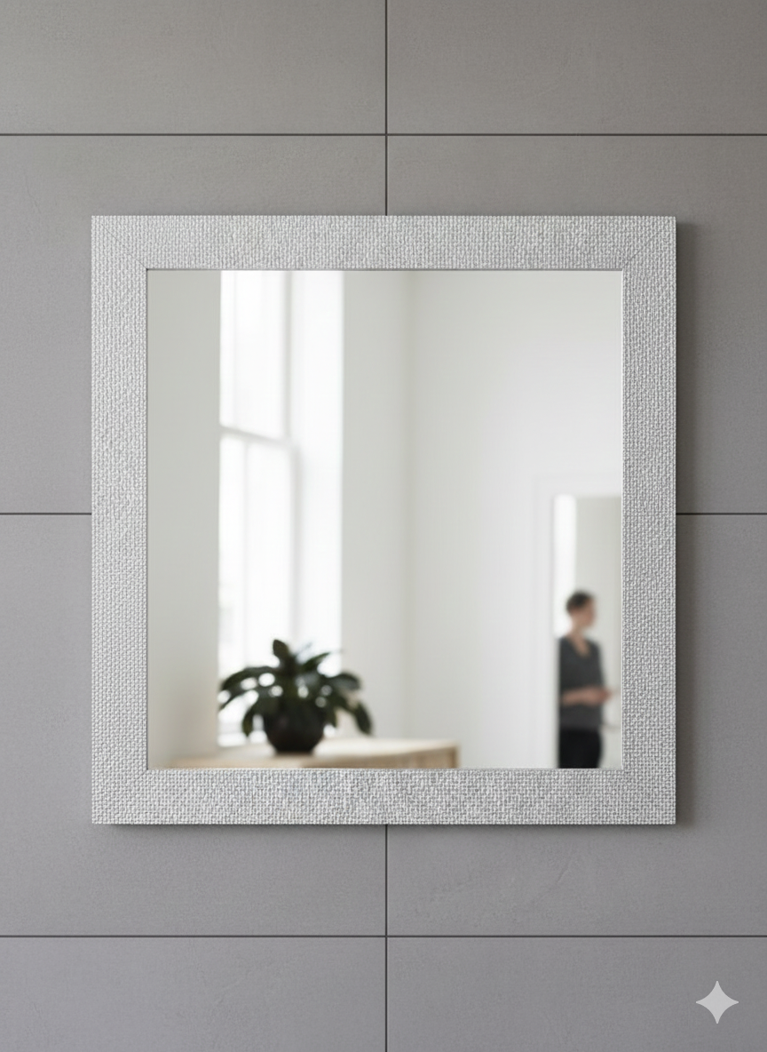 KPT Vanity Mirror � White & Silver Frame (30" x 30")