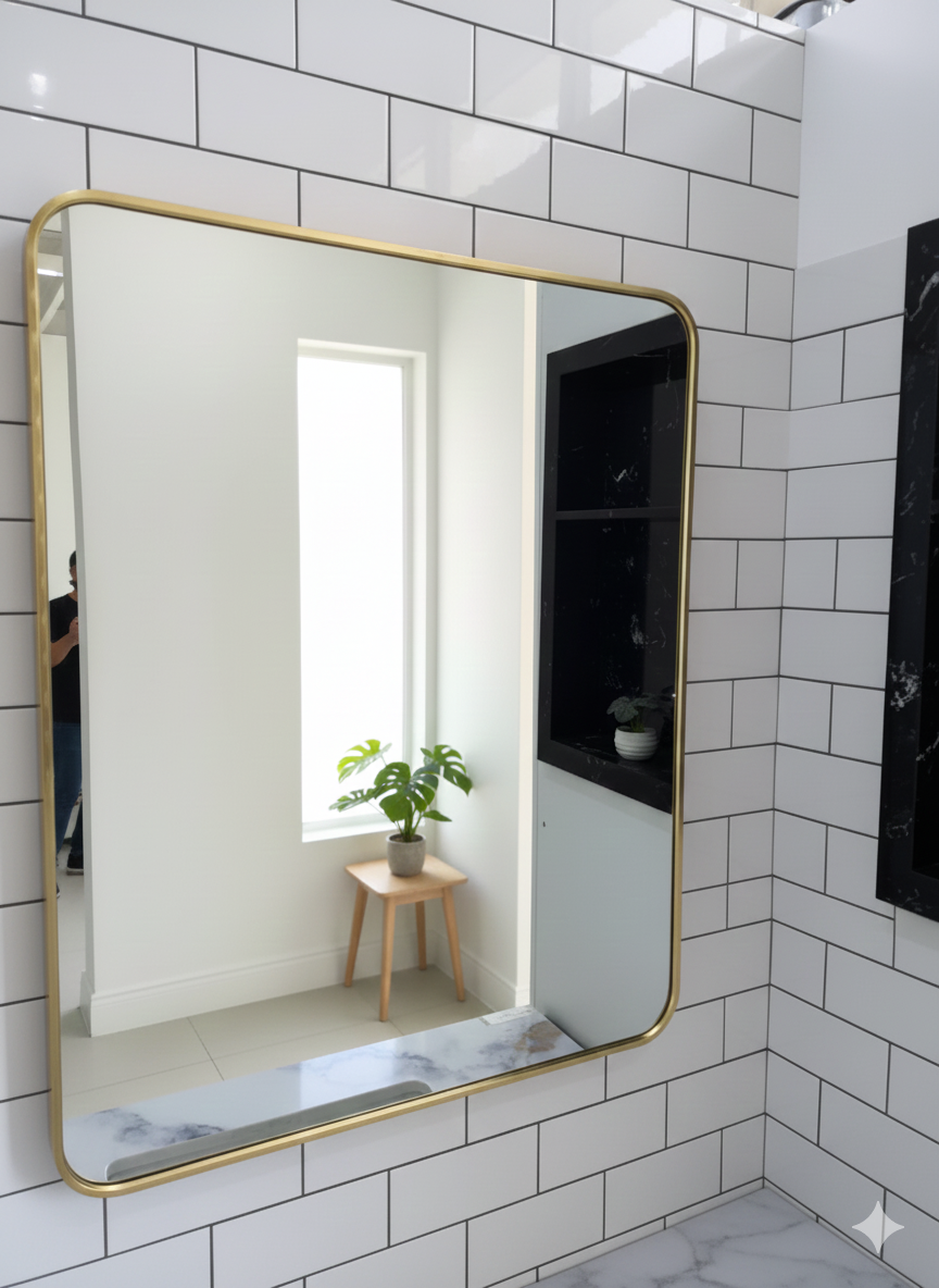 KPT Square Vanity Mirror � Gold Frame (24" x 30")
