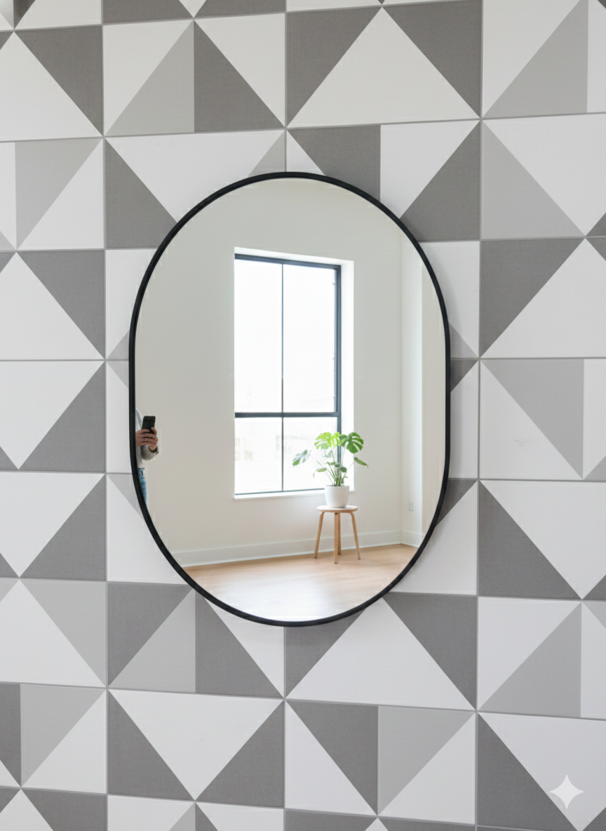 KPT Oval Vanity Mirror � Black Frame (24" x 30")