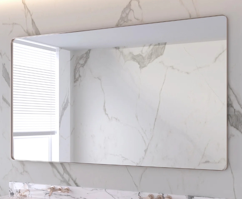 KPT Square Vanity Mirror � Silver Frame (48" x 30")