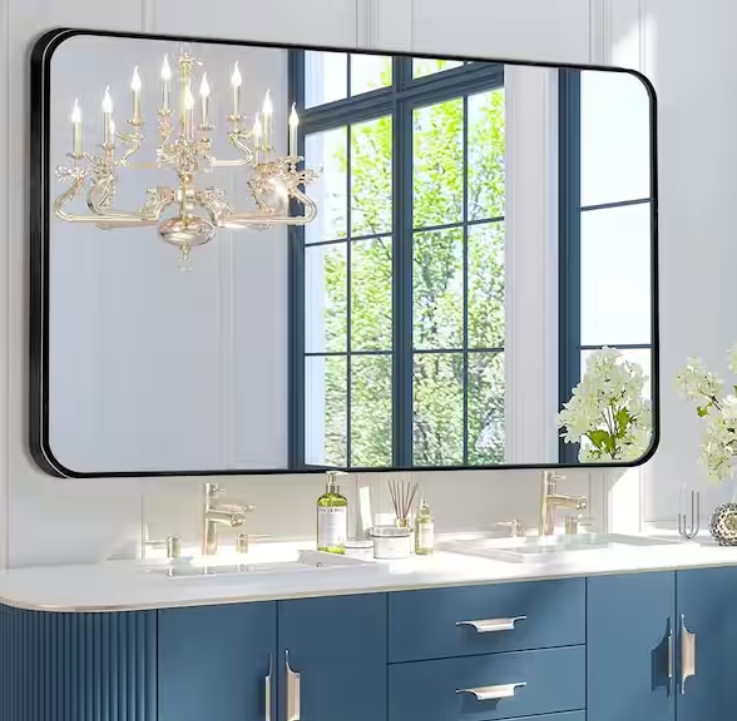 KPT Modern Rectangular Vanity Mirror � Black Frame (60" x 30")