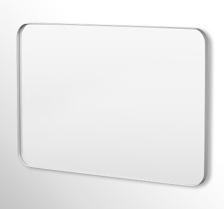 KPT Modern Rectangular Vanity Mirror � Silver Frame (48" x 32")
