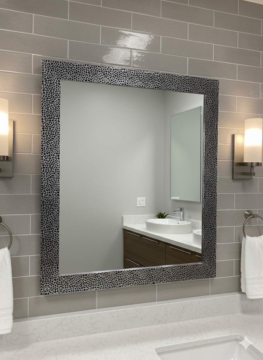 KPT Vanity Mirror � Brown Pebble Frame (30" x 30")