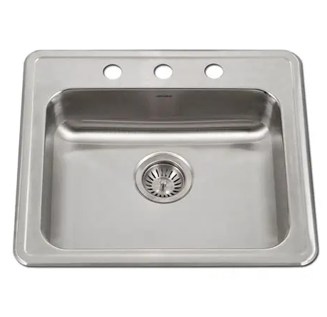 TOPMOUNT SINGLE SINK 3 HOLE22X22