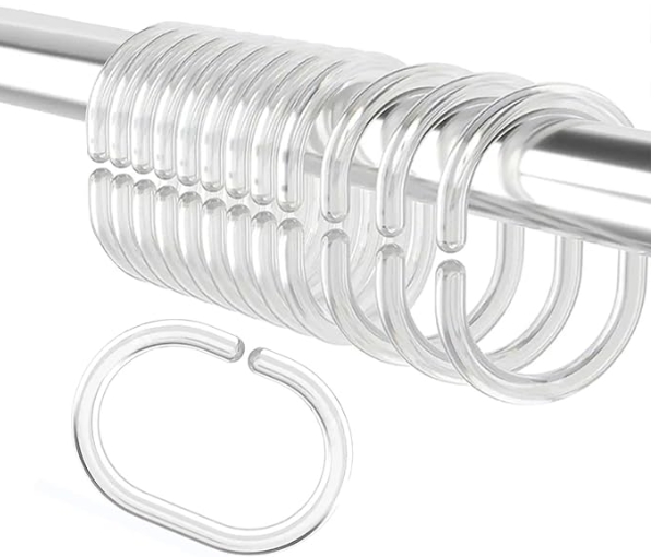 CURTAIN ROD HOOKS CLEAR 12 PCS