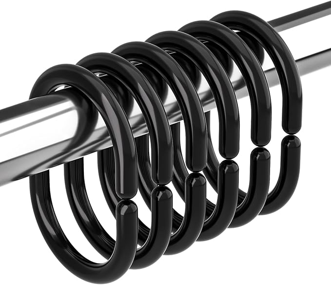 CURTAIN ROD HOOKS BLACK 12 PCS