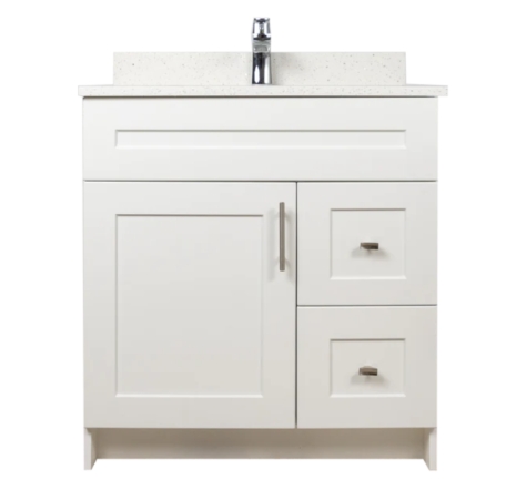 MDF WHITE SHAKER VANITY L/R 36"