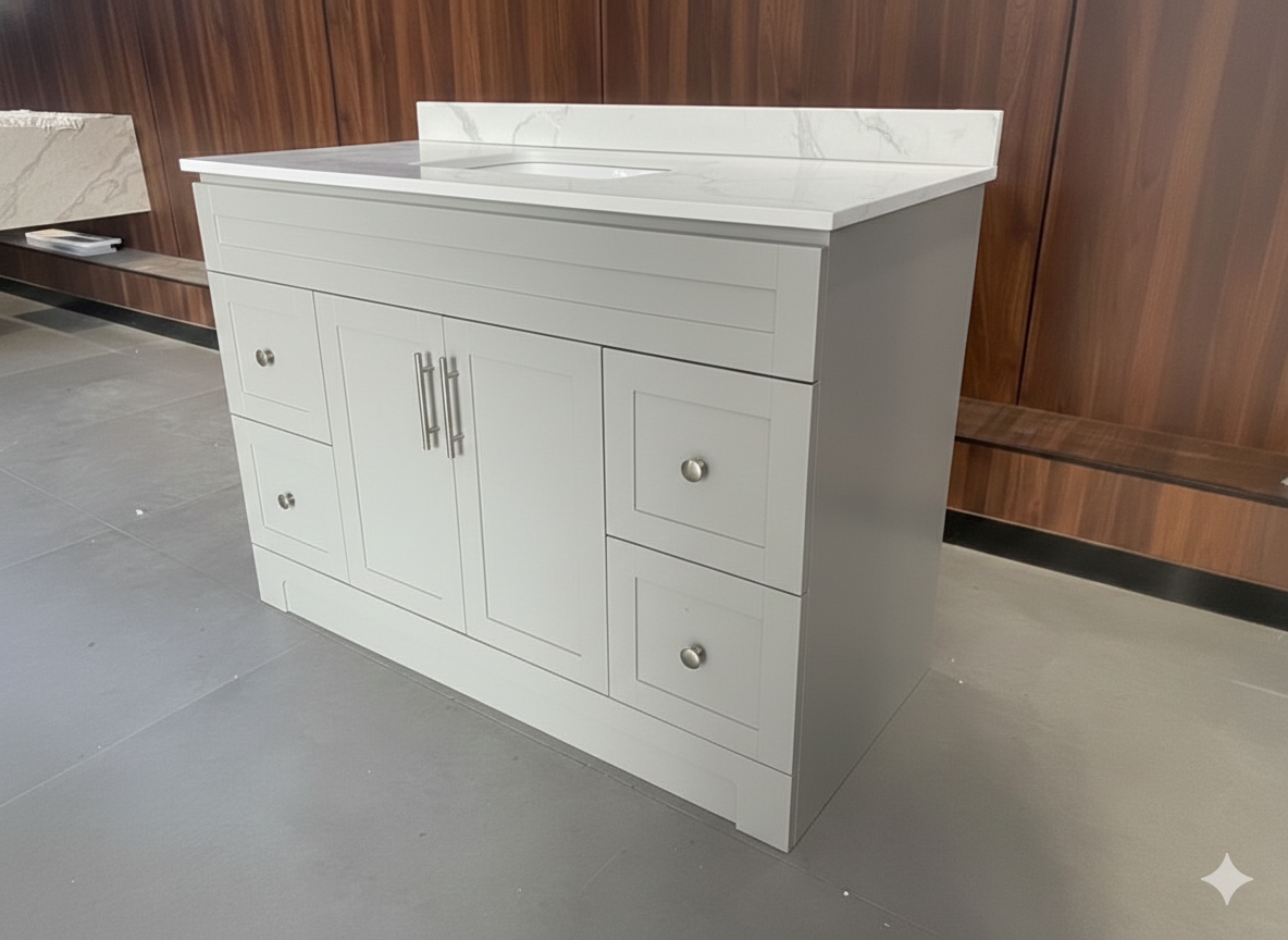 MDF VANITY GRY 48" 2SIDE DRAW HF