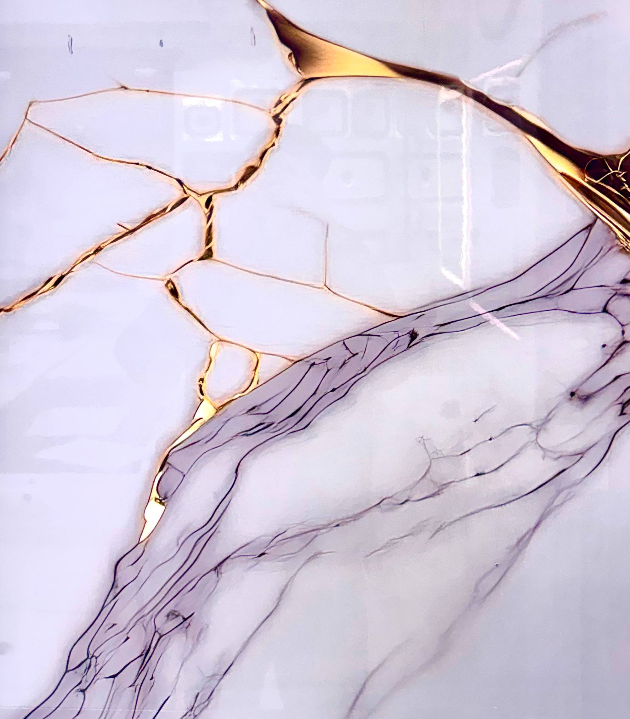 3D PVC SHEET WHITE AND GREY GOLD