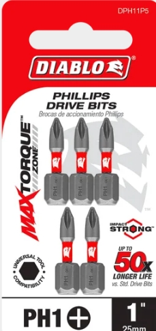 1IN. 1PHILLIP DRIVE BITS