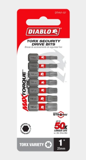 1IN TORX SECURITY DRIVE BIT 7PC